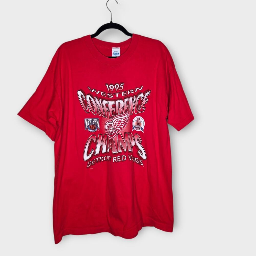 Detroit Red Wings Vintage 1995 Western Conference Champs Tee XL Single Stitch